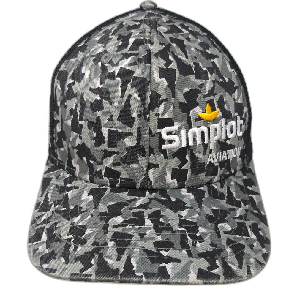 Promoshop Simplot Aviation Trucker Hat Gray One Size Camo Mesh Snapback